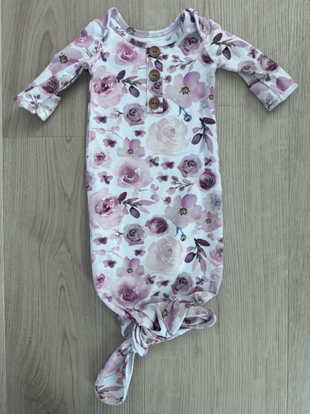 Caden Lane White and Pink Floral Baby Newborn tie up sleeper